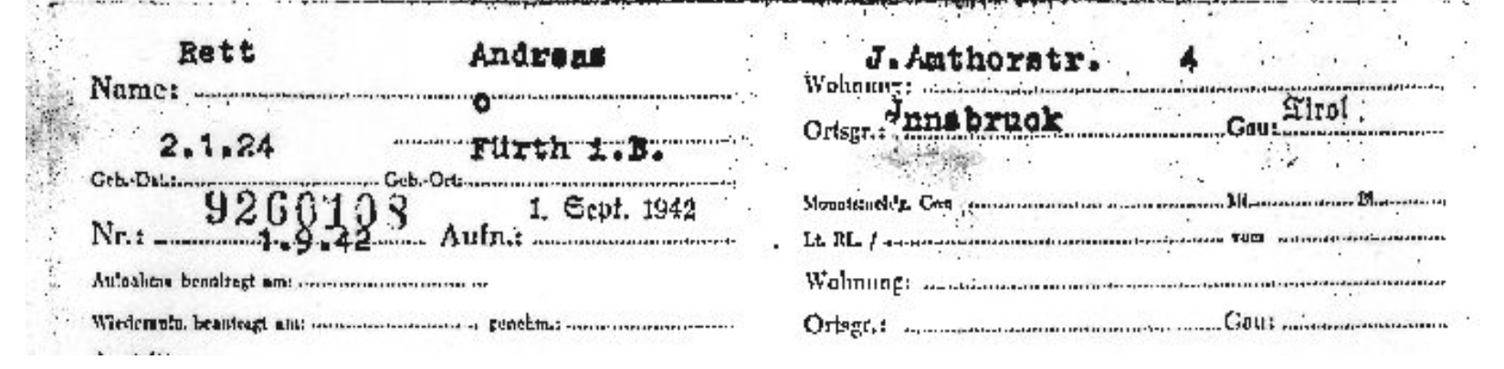 Historische NSDAP-Karteikarte aus einem Bundesarchiv-Bestand